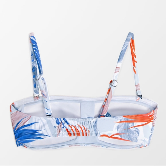*2/$10*  NWOT- Carrie Tropical Leafy Bikini Top from Cupshe - Bandeau Strapless - Picture 4 of 4